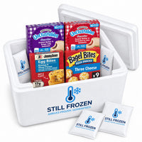 The Lunchbox & Snacks Box · Cooler S in a Still Frozen foam cooler with gel packs