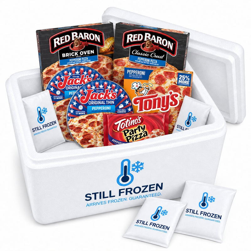 The Pizza Night Box · Cooler L in a Still Frozen foam cooler with gel packs