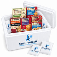 The Sausage & Eggs Box — Jimmy Dean · Cooler S in a Still Frozen foam cooler with gel packs